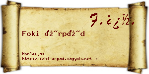 Foki Árpád névjegykártya